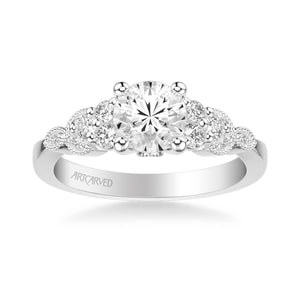 Artcarved "Adeline" Diamond Engagement Ring Featuring Leaf Carved Detailing