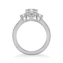 Load image into Gallery viewer, Artcarved &quot;Anabelle&quot; Three Stone Diamond Engagement Ring Featuring Engraved Shank
