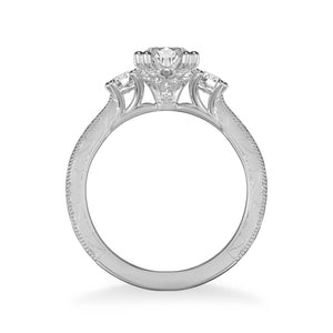 Artcarved "Anabelle" Three Stone Diamond Engagement Ring Featuring Engraved Shank