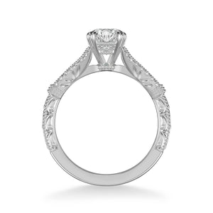 Artcarved "Angelina" Split Shank Diamond Engagement Ring Featuring Engraved Band