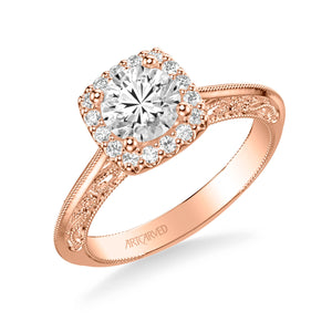 Artcarved "Audriana" Halo Diamond Engagement Ring Featuring Knife Edge Shank