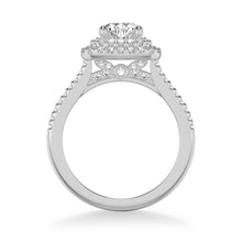 Load image into Gallery viewer, Artcarved &quot;Avril&quot; Two Tone White And Rose Double Cushion Halo Diamond Engagement Ring
