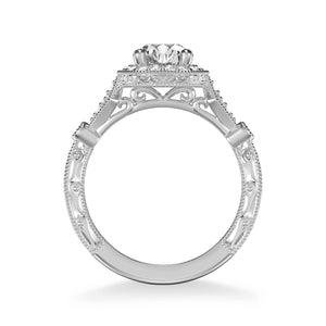Artcarved "Crystal" Vintage Style Diamond Halo Engagement Ring