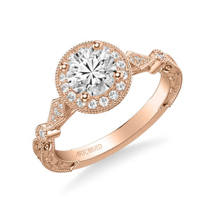 Artcarved "Crystal" Vintage Style Diamond Halo Engagement Ring