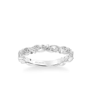 Artcarved "Florence" Thin Antique Style Diamond Band Featuring Leaf and Scroll Details