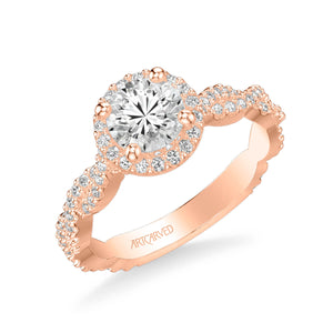 Artcarved "Gianna" Twist Shank Halo Diamond Engagement Ring