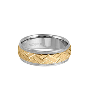 Artcarved "Intrigue" Crosshatch Wedding Band with Rolled Edges