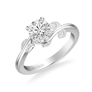 Artcarved "Lilac" Diamond Engagement Ring Featuring Leaf Carved Detailing