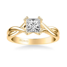 Load image into Gallery viewer, Artcarved &quot;Solitude&quot; Twist Princess Cut Diamond Engagement Ring
