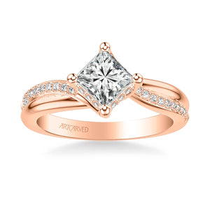 Artcarved "Stella" Princess Cut Twist Diamond Engagement Ring