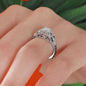 Barkev's Blue Sapphire Diamond Encrusted Petal Engagement Ring