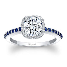Load image into Gallery viewer, Barkev&#39;s Blue Sapphire Halo Diamond Engagement Ring
