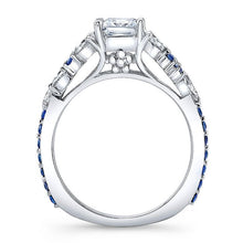 Load image into Gallery viewer, Barkev&#39;s Blue Sapphire Petal Diamond Encrusted Engagement Ring

