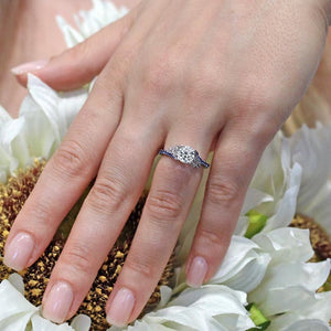 Barkev's Blue Sapphire Prong Set "Flare" Diamond Engagement Ring