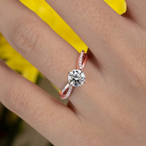 Barkev's Bypass Twist Prong Set Diamond Engagement Ring