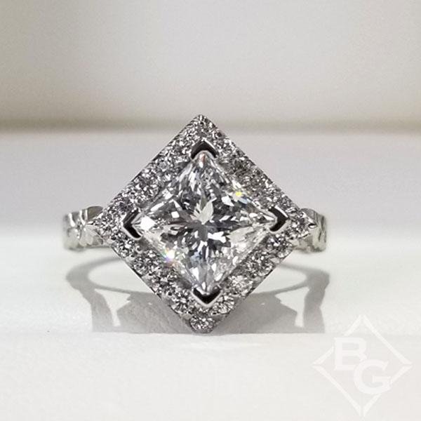 Barkev's Halo Prong Set Princess Cut Diamond Engagement Ring