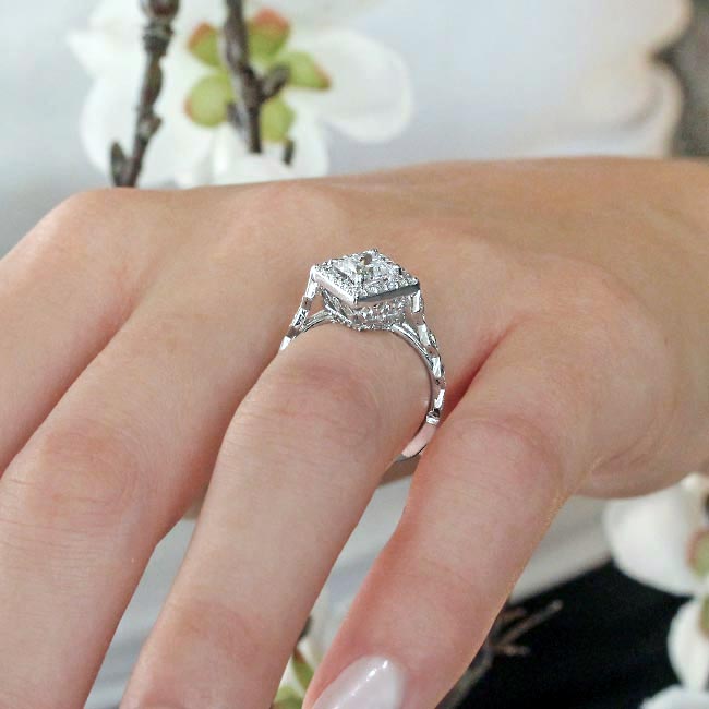 Barkev's Halo Prong Set Princess Cut Diamond Engagement Ring