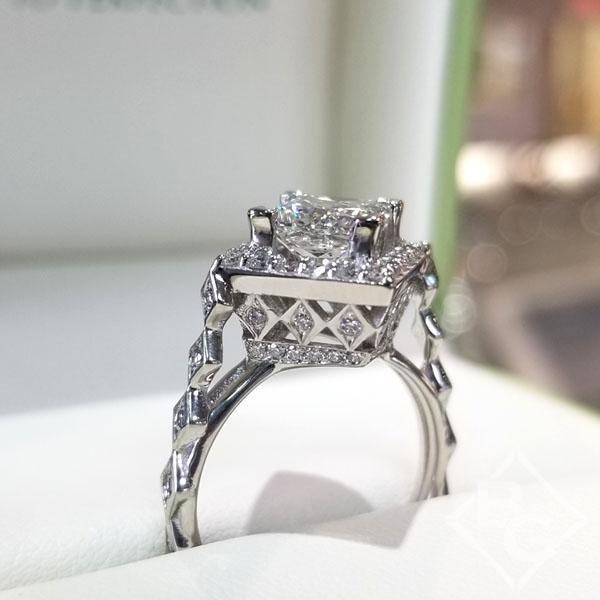 Barkev's Halo Prong Set Princess Cut Diamond Engagement Ring