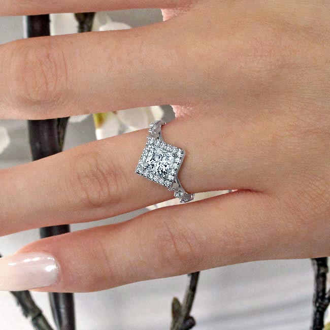 Barkev's Halo Prong Set Princess Cut Diamond Engagement Ring