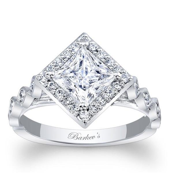 Barkev's Halo Prong Set Princess Cut Diamond Engagement Ring
