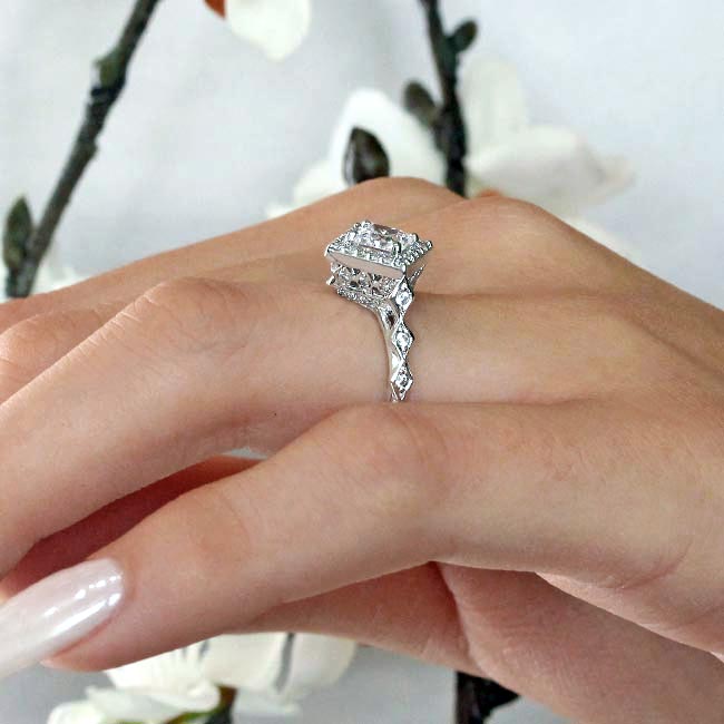 Barkev's Halo Prong Set Princess Cut Diamond Engagement Ring