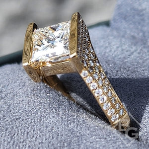 Barkev's Princess Cut Diamond Pave Tension Twist Half Bezel Set Engagement Ring
