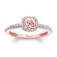 Load image into Gallery viewer, Barkev&#39;s Round Cut Morganite Cushion Halo Diamond Engagement Ring
