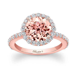 Barkev's Round Cut Morganite Halo Diamond Engagement Ring