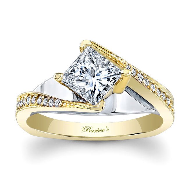 Barkev's Swirl Compass Set Princess Diamond Engagement Ring