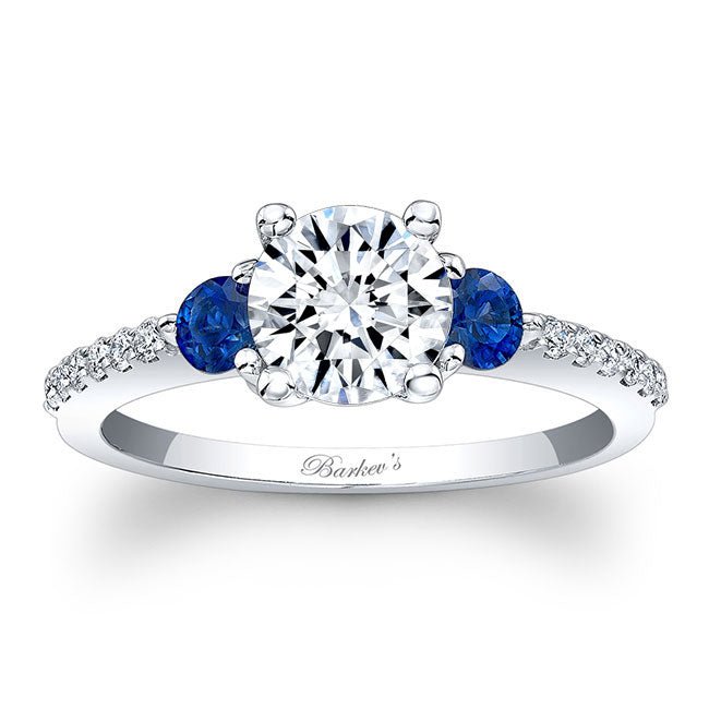 Barkev's Three Stone Blue Sapphire Diamond Engagement Ring