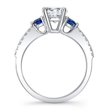 Load image into Gallery viewer, Barkev&#39;s Three Stone Blue Sapphire Diamond Engagement Ring
