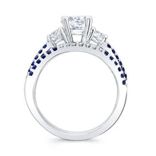 Load image into Gallery viewer, Barkev&#39;s Three Stone Blue Sapphire Diamond Engagement Set
