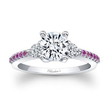 Load image into Gallery viewer, Barkev&#39;s Three Stone Pink Sapphire Side Diamond Engagement Ring
