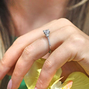 Barkev's Three Stone Round Cut Diamond Engagement Ring