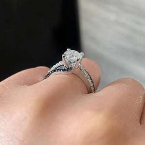 Barkev's White & Black Swirl Diamond Engagement Ring