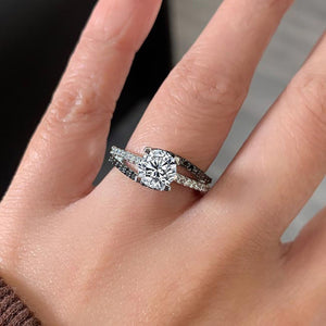 Barkev's White & Black Swirl Diamond Engagement Ring