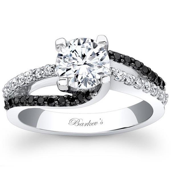 Barkev's White & Black Swirl Diamond Engagement Ring