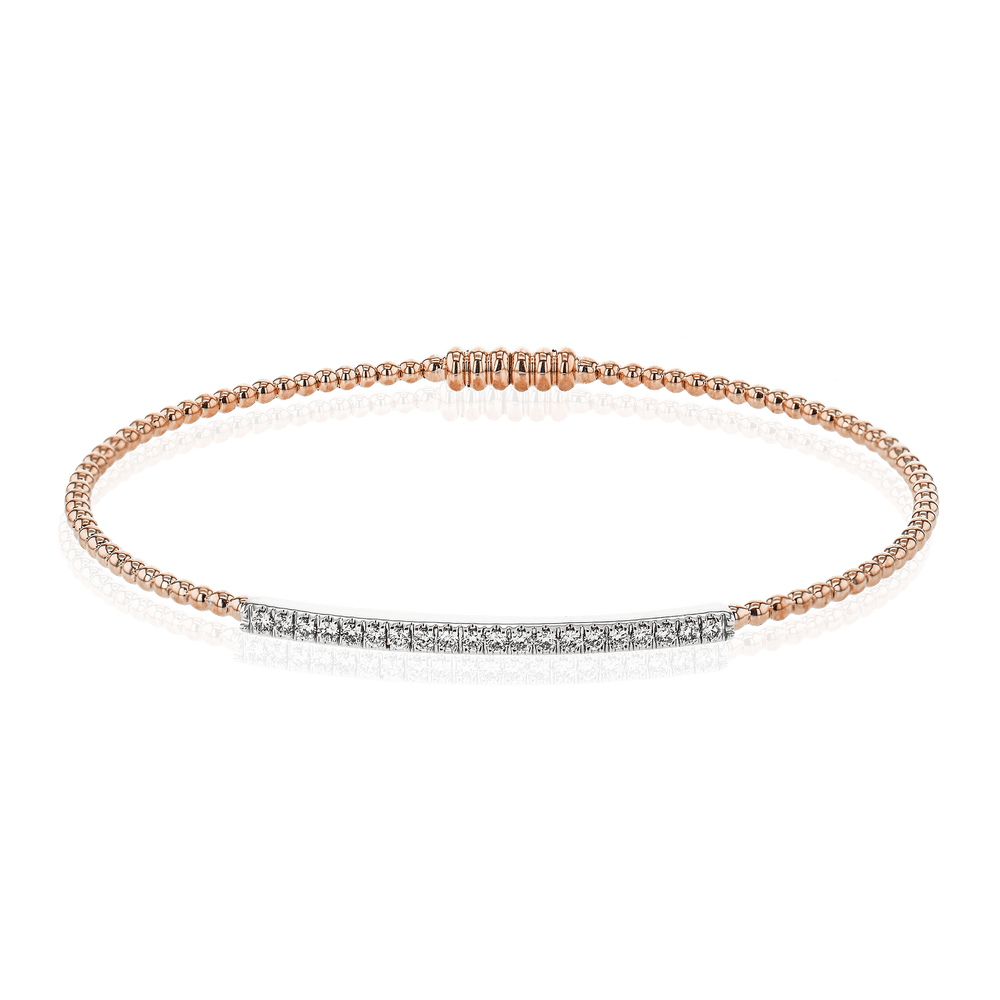 Simon G. 18K Rose & White Gold Diamond Bar Pave Bangle Bracelet