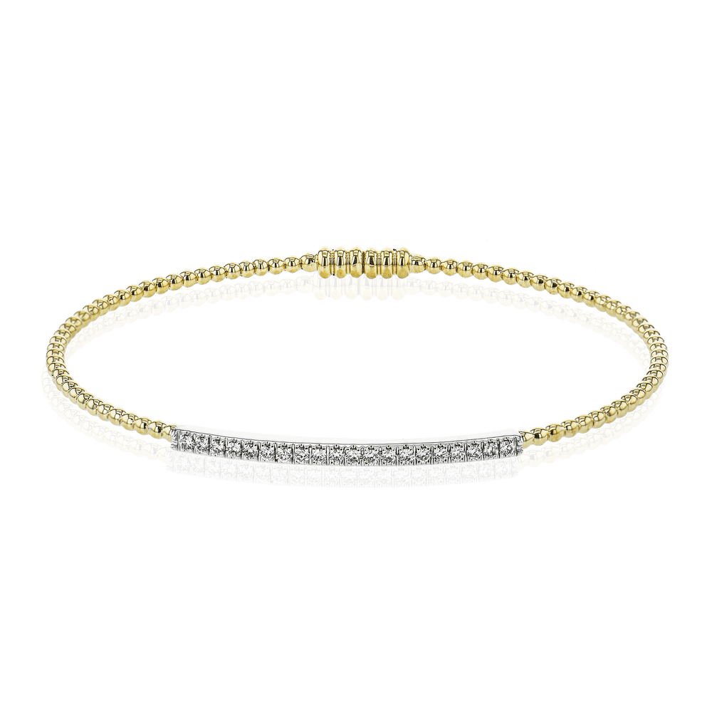 Simon G. 18K Yellow & White Gold Diamond Bar Pave Bangle Bracelet