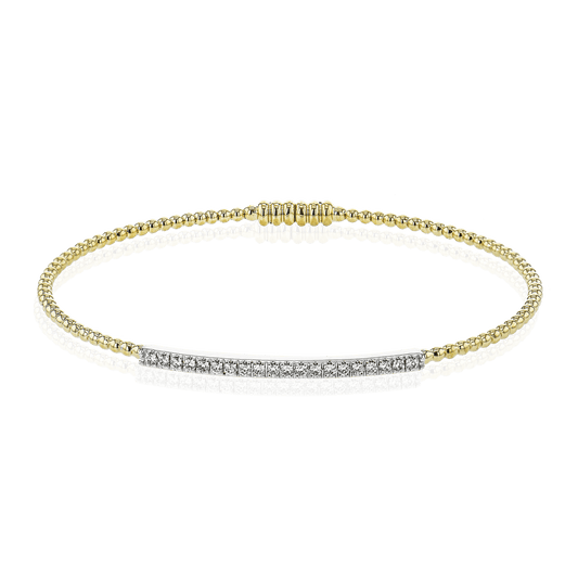 Simon G. 18K Yellow & White Gold Diamond Bar Pave Bangle Bracelet