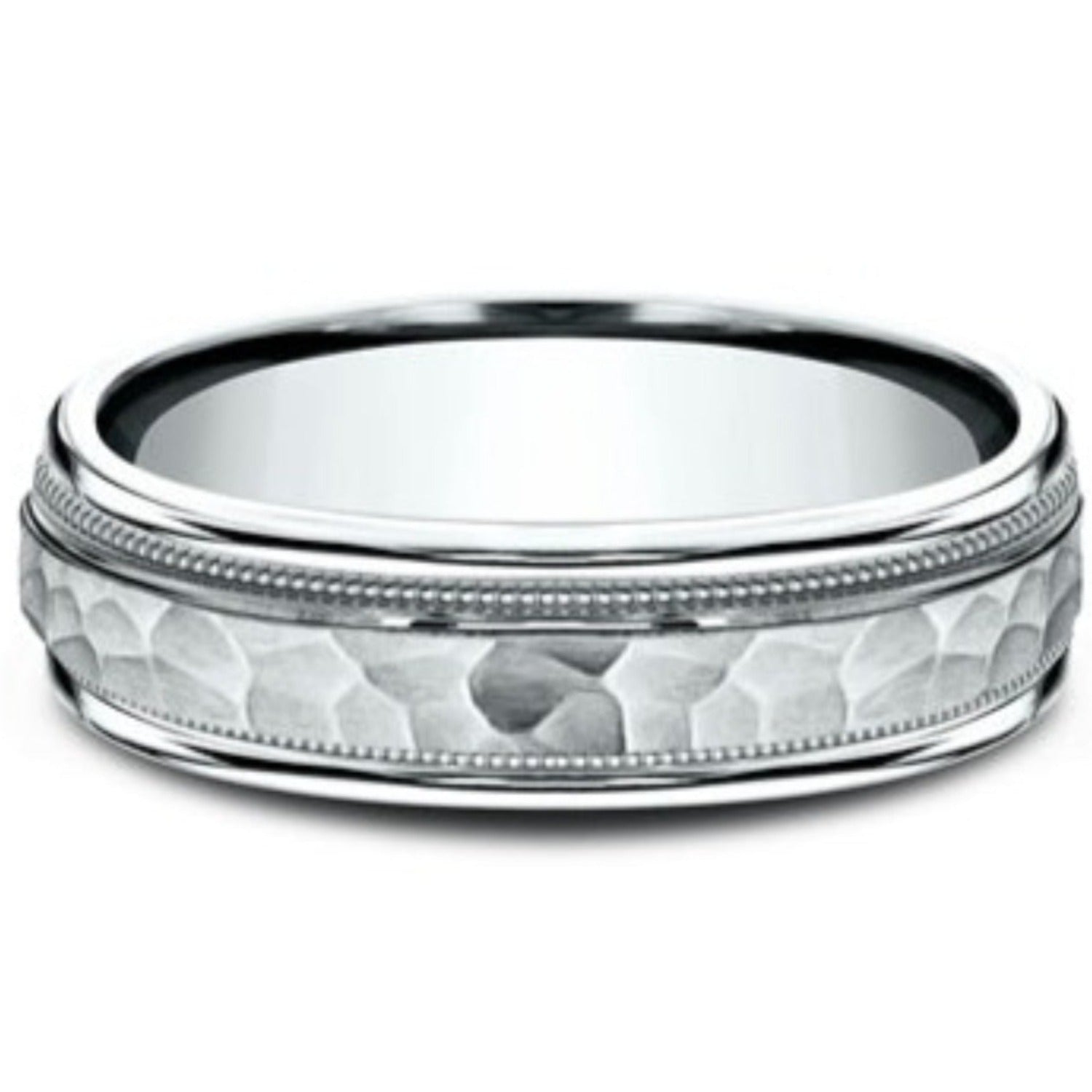 Benchmark Two Tone Rings Benchmark The Baxter Hammered Two-Tone Milgrain Wedding Band | Ben Garelick