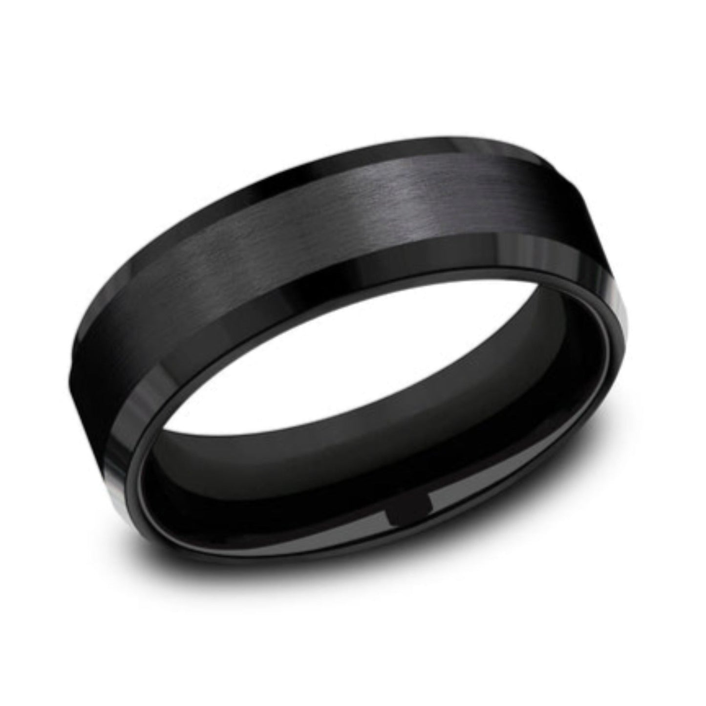 Benchmark Satin Finish Center Wedding Band