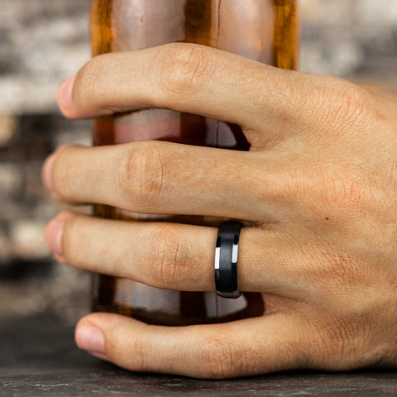 Benchmark Satin Finish Center Wedding Band