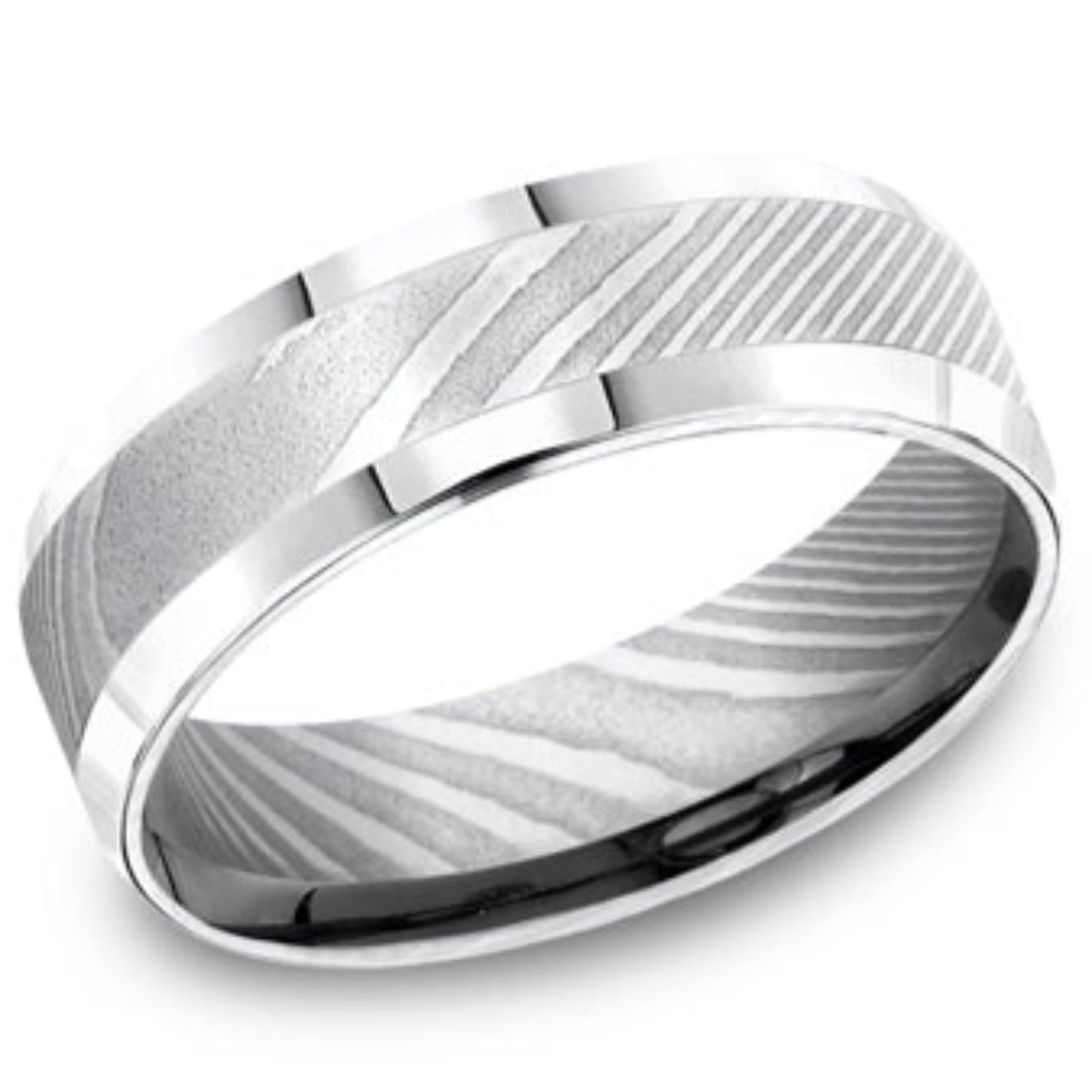 Benchmark Satin Finish Center Wedding Band