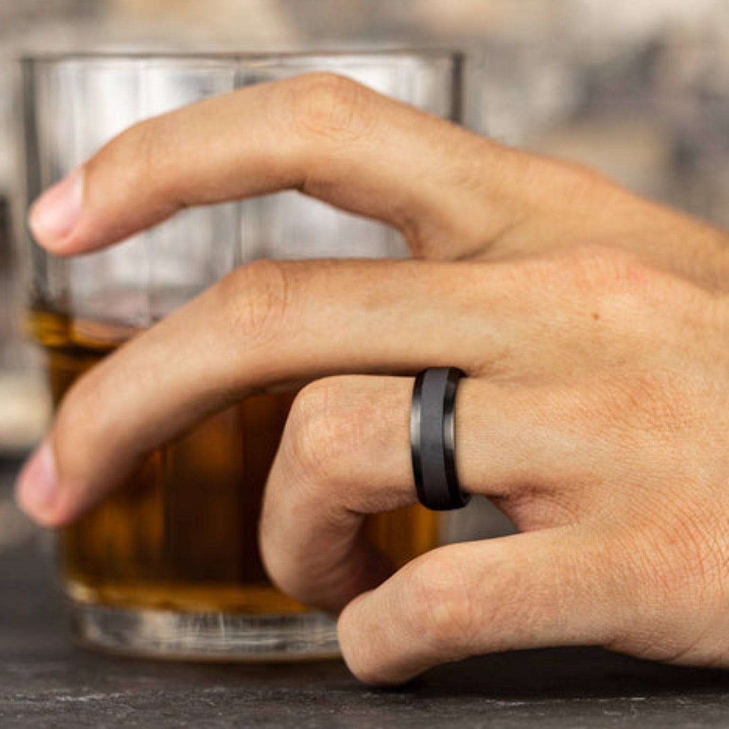 Benchmark Satin Finish Center Wedding Band