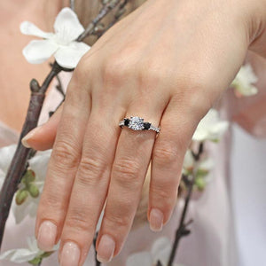 Barkev's Three Stone Black & White Diamond Engagement Ring