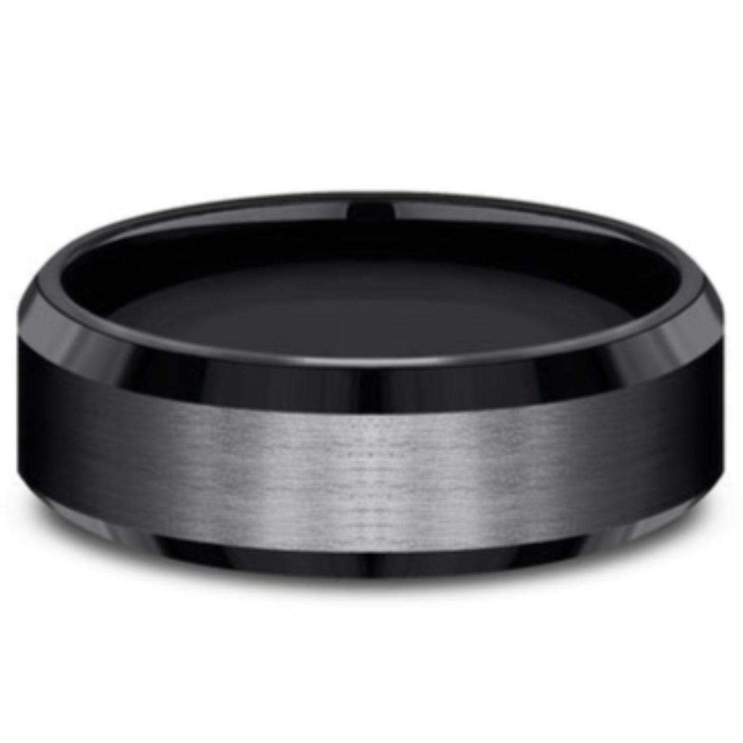 Benchmark The Chancellor Black titanium with Satin & High Polish Beveled Edge Wedding Band