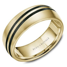 Load image into Gallery viewer, Bleu Royale Double Black Stripe 8MM Wedding Band
