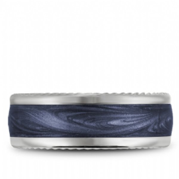 Bleu Royale Midnight Blue Hand Painted Enamel Wedding Band