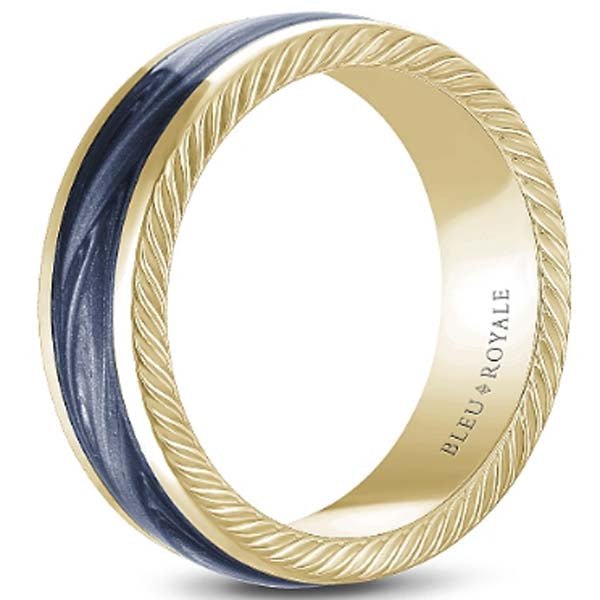 Bleu Royale Midnight Blue Hand Painted Enamel Wedding Band